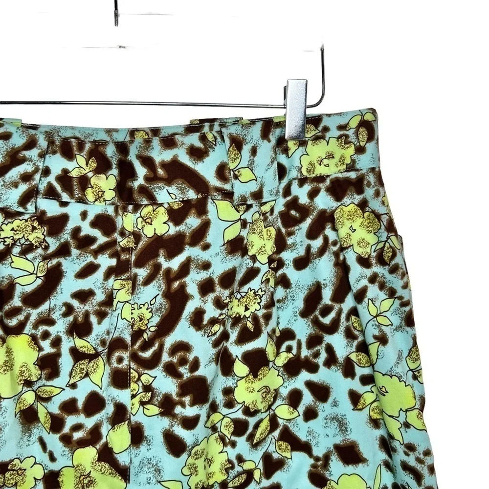 Vintage Y2K Leopard Floral Aqua Skort Mini Skirt NWT Size 12 Golf Tennis